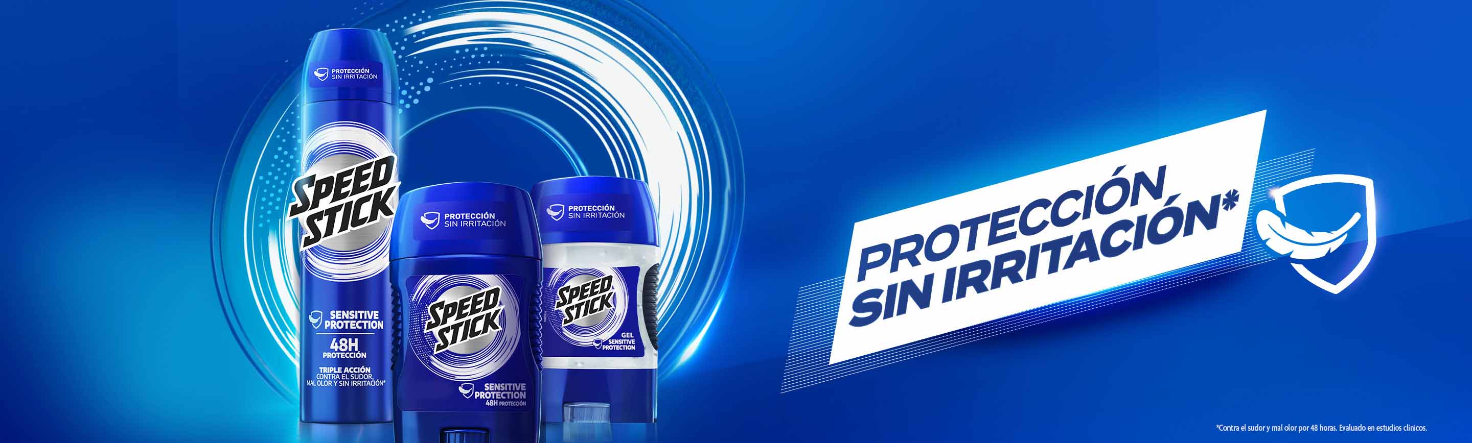 banner del nuevo speed stick sensitive protection con sus tres versiones